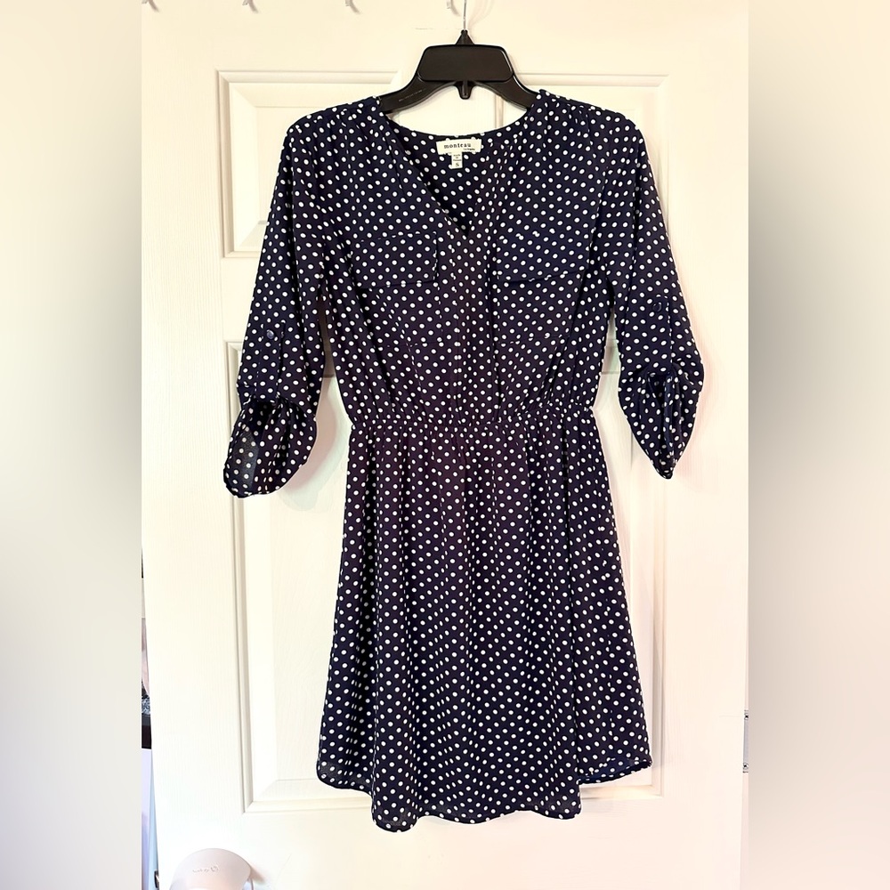 Navy Polka Dot Dress